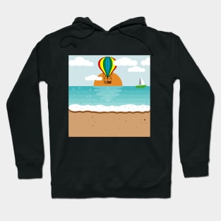 flying hot air balloon at the beach Hoodie